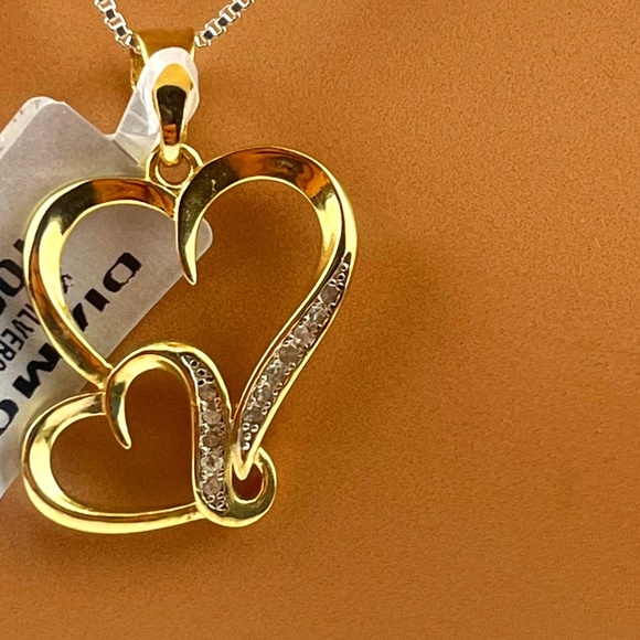 Jewelry - Real Diamond Double Heart Pendant, Best gift sale, Birthday Gift, Gift for her,
